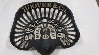 Antique Vintage Cast Iron Hoover Excelsior Miamisburg Farm Tractor Seat Art Rare