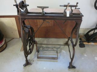 Foot Powered Treadle Wood Turning Lathe W.  L.  Chase Very Rare