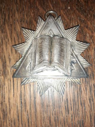 Antique Silver Masonic 1909 Silver Chaplain Collar Jewel
