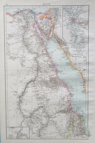 Map Of The River Nile.  1895.  Egypt.  Africa.  Cario Antique