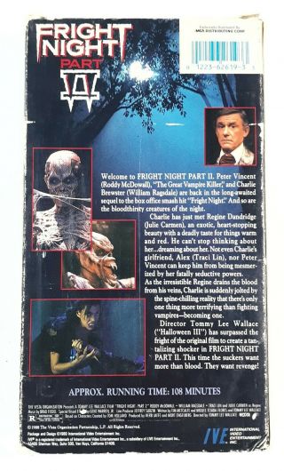 Fright Night Part II (VHS,  1988) Rare American Vampire Horror - Roddy McDowall 3