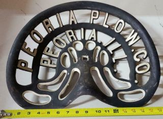 Antique Vintage Cast Iron Peoria Plow Co.  Ill.  Farm Tractor Seat Art Rare