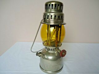 Rare Vintage Optimus 930 350cp Kerosene Pressure Lantern & Amber Glass Globe