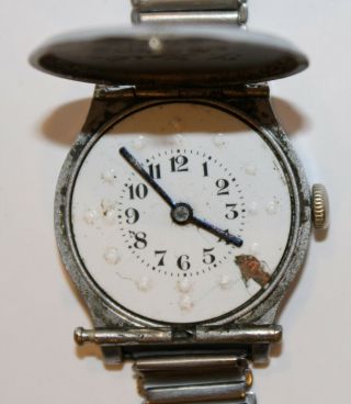 Vintage Mechanical Blind Wrist Watch Braille Style Dial Marked 24 Not Worki
