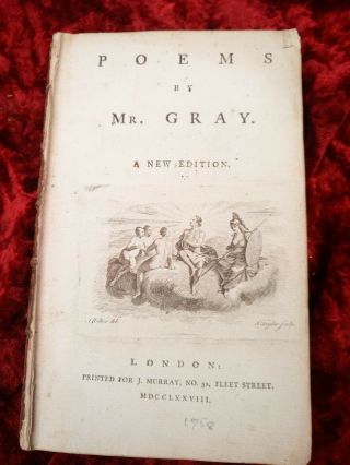 Antique Book1778 Poems By Mr Gray A Edition Old Books Library.  B59