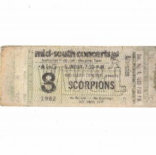 Scorpions & Iron Maiden & Girlschool Concert Ticket Stub 8/8/82 Memphis Tn Rare