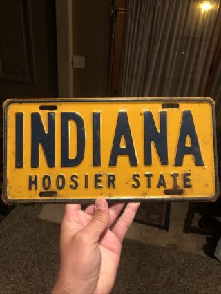 Rare Indiana Hoosier State Embossed Metal License Plate