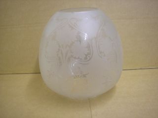 Antique Etched Glass Oil Lamp Shade - Clear Frosted