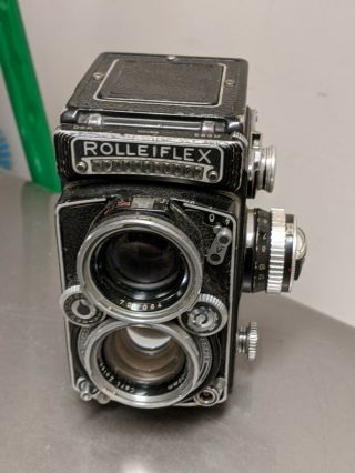 Rare Vtg Rolleiflex Syncro Compur Film Camera With Zeiss Planar 80mm F/2.  8 Lens