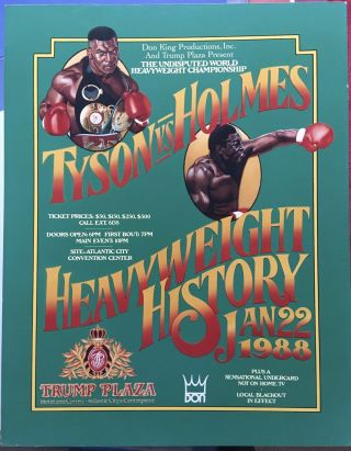Rare Mike Tyson Vs Larry Holmes Vintage Onsite Poster 1988