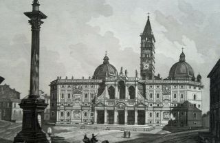 1830s View Of Rome Exterior Of S.  Maria Maggiore - Antique Print Copperplate