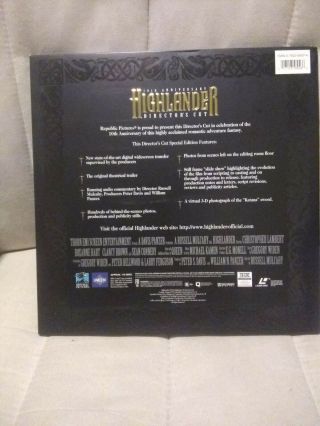 Highlander 10th Anniversary Director’s Cut Widescreen THX Laserdisc - VERY RARE 3