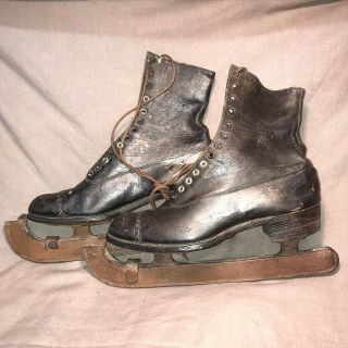 Antique,  Vintage Leather Ice Skates