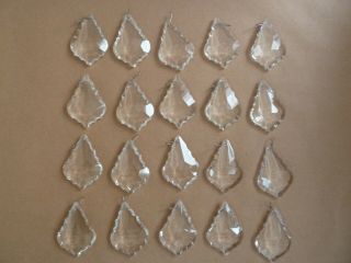 25 X Large Replacement Chandelier Crystals Glass Droplets 3 " X 2 " - Vintage