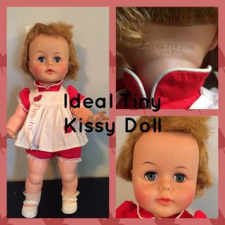 17” Vintage Ideal Baby Doll Tiny Kissy Kissing 1960’s Baby Doll Rare Find