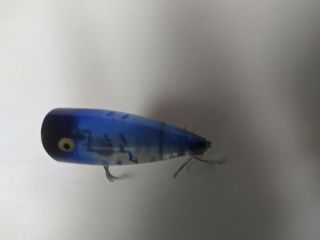 Vintage Heddon Chugger Jr.  Fishing Lure tough clear blue color 2