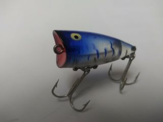 Vintage Heddon Chugger Jr.  Fishing Lure tough clear blue color 3