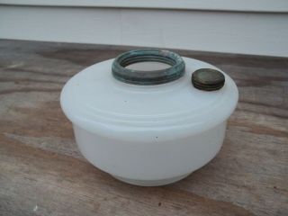 Antique Kerosene Oil Lamp Base For Wall Sconce Light Old White Glass 6.  5 " Od