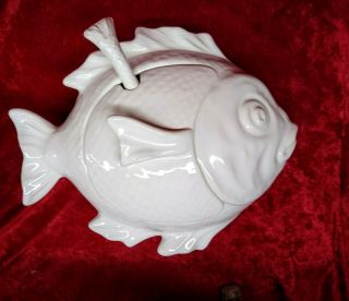 Vintage Olfaire Koi Fish Soup Tureen - Made In Portugal Stunning Piece Rare