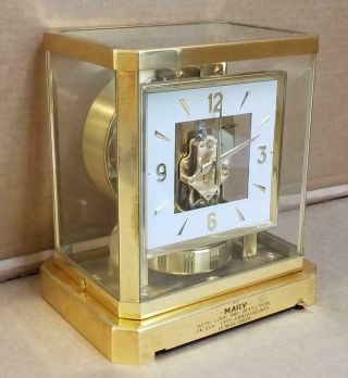 Rare 1950’s 526 - 5 Jaeger Lecoultre Atmos Mantle Clock Serial 15354 Ex Cd G