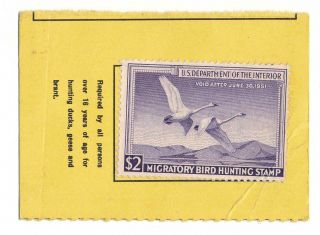 Rare Rw17 Us Duck Revenue Stamp On Dearborn Michigan License Stub 1950