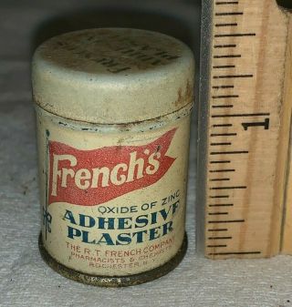 Antique Rt French Adhesive Plaster Bandage Medicine Tin Litho Can Rochester Ny 1