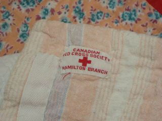 Rare Vintage Canadian Red Cross Hand Sewn Patchwork Quilt Blanket Ww2 Militaria