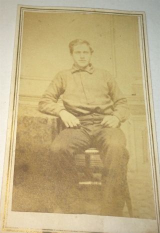 Antique Victorian American Civil War Soldier,  Woolen Shirt Tax Stamp Cdv Photo
