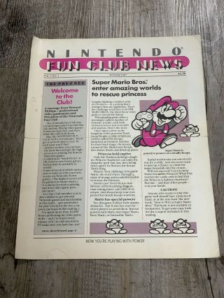 Nintendo Fun Club News Volume 1 Issue 1 Winter 1987 Rare Vintage