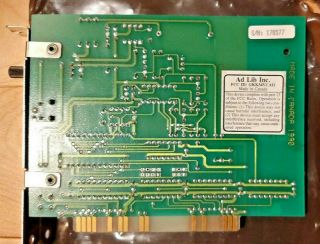 AdLib ISA 8bit Sound Card (1990) RARE Yamaha YM3812 OPL2 3
