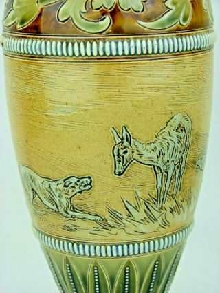 A Rare Doulton Lambeth Hunting Dog Vase by Hannah Barlow & Frank Butler 2