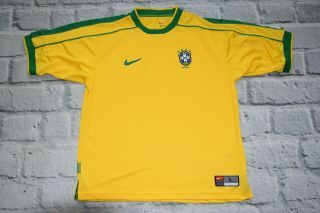 Rare Vintage Nike Brasil Brazil Cbf Jersey 90s Soccer Football Size L