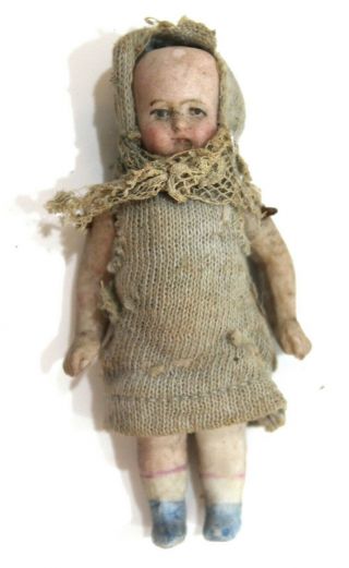 Antique 19th Century Miniature Porcelain Bisque Dolls House Baby Doll