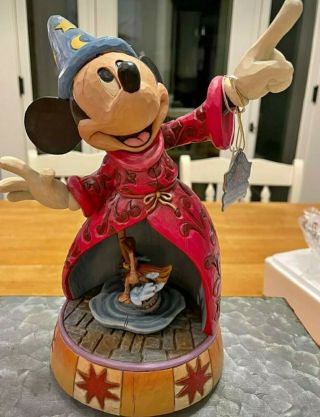 Disney Lighted Jim Shore Mickey Music Box Figure “sorcerer Apprentice " Rare