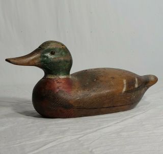 Vintage - Antique Duck Decoy Carved Wood Painted Mallard Drake Unknown Maker