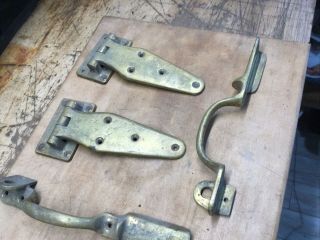 Antique Brass Ice Box Hinges,  Handles And Hardware 3