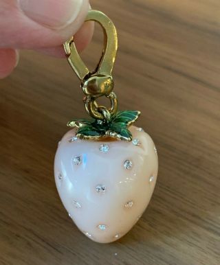 Rare Juicy Couture Gold Pink Strawberry Charm Rhinestones