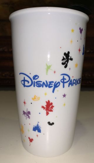 Starbucks Retired Rare Disney Theme Parks Coffee Ceramic 12oz Tumbler Cup & Lid