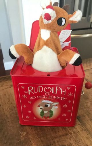 Rudolph The Red Nosed Reindeer Musical Jack In The Box By Gemmy - Rare