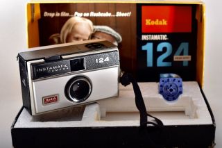 Kodak Instamatic 124 Camera Flash With Box Photo Rare Vintage