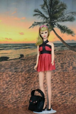 Handmade Ooak Outfit For Vintage No Bangs Francie Barbie Doll Dress Swimsuit Set