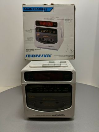 Vtg 80s Soundesign Model 3833 Am Fm Cassette Player Alarm Clock