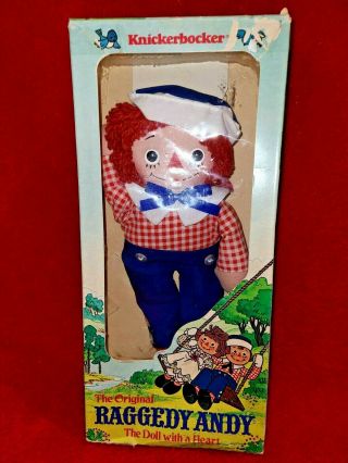 Vintage Knickerbocker 1979 Orginal 12 " Raggedy Andy Doll With A Heart