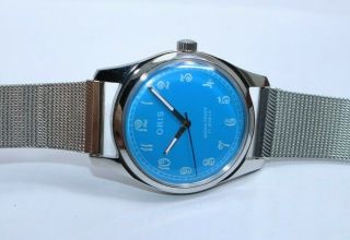 ready to wear orIs aviator 17j men ' s vintage blue dial wrist watch hand winding 3
