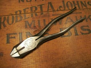 Vtg 1930 M.  Klein & Sons 8 - 1/2 " Lineman Pliers Wire Cutters Antique Early Tool