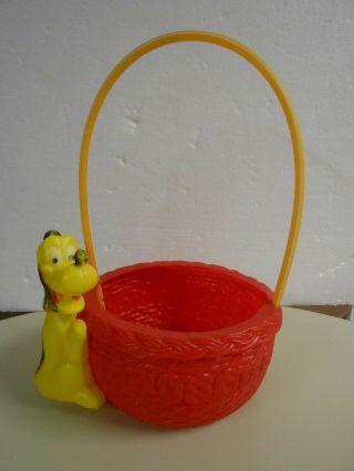 Vintage Rare Blow Mold Disney Pluto Plastic Easter Basket