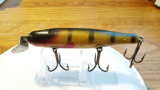 Vintage Creek Chub Pikie Fishing Lure.  Perch Scale.  Wood With Glass Eyes.  4 1/2 "