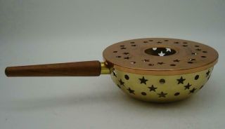 Mid Century Copper And Brass Tea Pot Warmer With Teak Handle