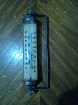 Vintage Outdoor Thermometer With Brackets Rare