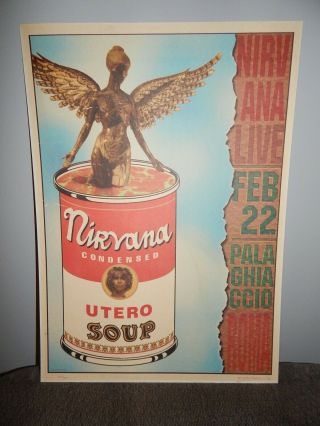 Rare 1994 In Utero Italy Concert Poster Artist Signed & Numbered Le Kurt Cobain